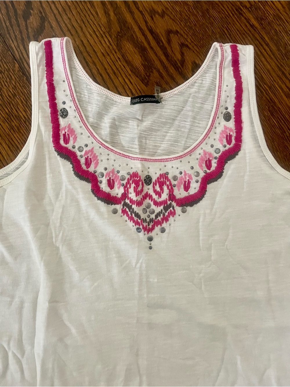 Oleg Cassini Sport 100% Cotton Embroidered Tank (S)